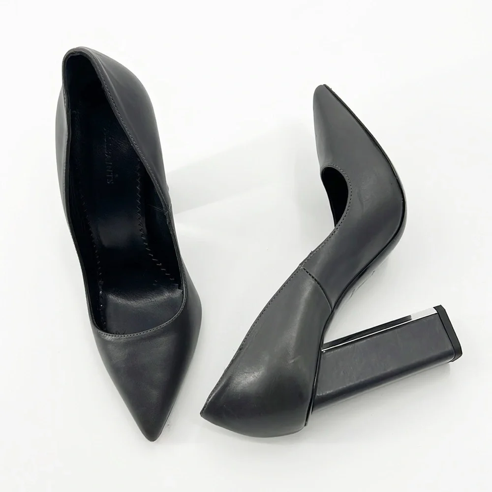 All Saints Cubista Mirrored Heel Pumps Gray size 38 size 7 - Picture 1 of 14